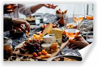 Fototapeta kuchenna PREMIUM STRUKTURA ZMYWALANA NA WYMIAR deska serów wino