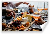 Fototapeta kuchenna PREMIUM STRUKTURA ZMYWALANA NA WYMIAR deska serów wino