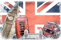 FOTOTAPETA WIELKA BRYTANIA LONDYN BIG BEN FLAGA