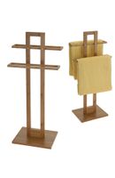 STOJAK ŁAZIENKOWY NA RĘCZNIKI BAMBUSOWY BRĄZOWY 2 RAMIENNY 85X37X25 CM