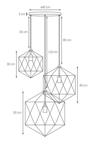 Lampa wisząca KASPA Wire Plafon 3 na Arena.pl