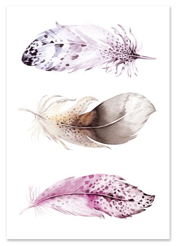 Plakat boho piórka akwarela 40x50 cm na Arena.pl