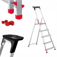 Drabina aluminiowa domowa 5 stopniowa składana półka BAULICH +GRATIS