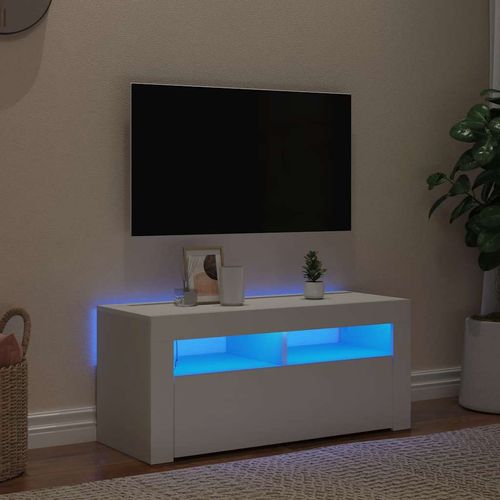 Szafka pod TV z oświetleniem LED, biała, 90x35x40 cm na Arena.pl