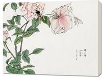 Obraz 90x70cm Pszczoła i Kwiat Morimoto Toko Japoński Vintage do Salonu