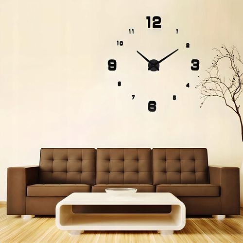 ZEGAR ŚCIENNY 3D NOWOCZESNY PRZYKLEJANY NA ŚCIANĘ CZARNY XXL 130 CM na Arena.pl