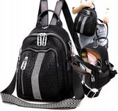 Czarny Plecak Modny Wodoodporny Damski Miejski