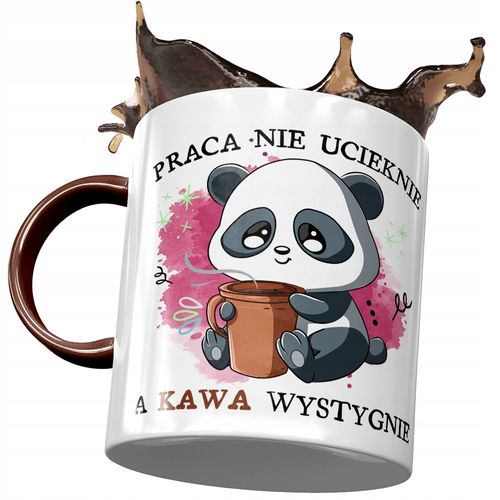 Kubek Bordowy Śmieszny Praca Nie Ucieknie Z Nadrukiem Ze Zdjęciem na Arena.pl