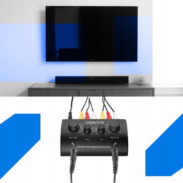 Kompletny ZESTAW DO KARAOKE 2 mikrofony mikser zdjęcie 6