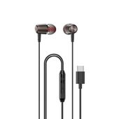 słuchawki douszne przewodowe z mikrofonem i pilotem usb-c 1.2 m - czarne
