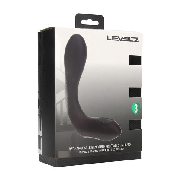 Vibrating Heating Bendable Tapping Silicone Prostate Stimulator - Black zdjęcie 1