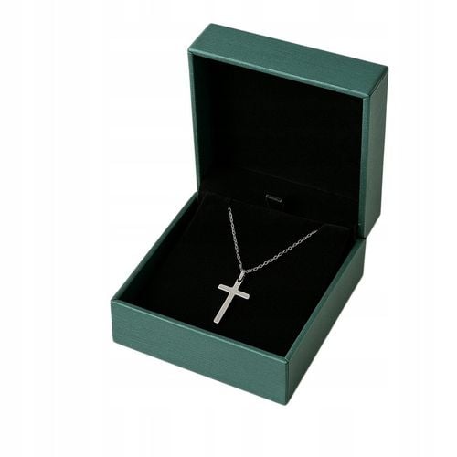 SREBRNY ŁAŃCUSZEK Z KRZYŻYKIEM POLEROWANA STAL CHIRURGICZNA + SZKATUŁKA na Arena.pl