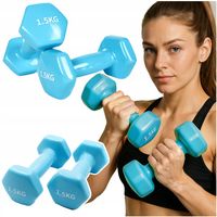 Hantle winylowe hantelki zestaw do ćwiczeń FITNESS SIŁOWNIA TRENING 2X1.5KG
