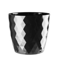 Doniczka osłonka plastikowa CRISTAL 16 cm czarny połysk wzór karo romby