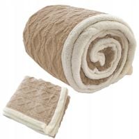 Gruby koc 200x220 pluszowy sweterek z barankiem zimowy kolory narzuta