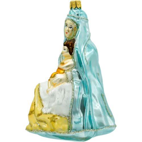 Bombka choinkowa szklana: Matka Boska z Dzieciątkiem: niebieska na Arena.pl