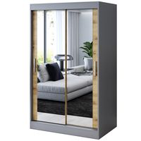 Szafa Przesuwna 120cm KARL Antracyt / Artisan Garderoba 2 wnętrza