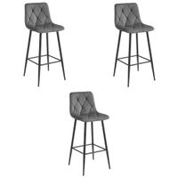 Hoker kuchenny NADO ciemny szary 3 szt. aksamit wygodne oparcie