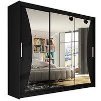 Szafa przesuwna Aston IV z lustrem 250cm - pojemna garderoba - CZARNY