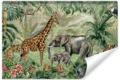 Fototapeta Dziecięca Dżungla DZIKIE Zwierzęta Liście Kwiaty 315cm x 210cm