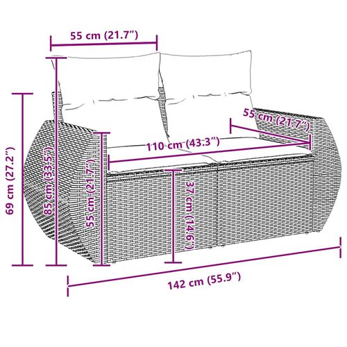 Zestaw Sof na Ogród 12 pcs Beżowy polirattan na Arena.pl