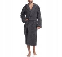 Szlafrok Męski z Kapturem Frotte 100% Bawełna Kieszenie L-101