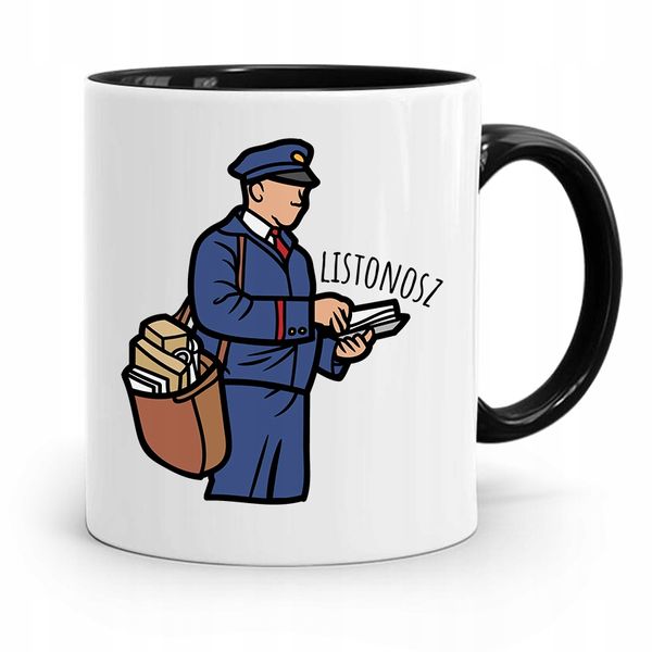 Kubek Czarny Dla Listonosza Listonosz Prezent Z Nadrukiem Ze Zdjęciem zdjęcie 1
