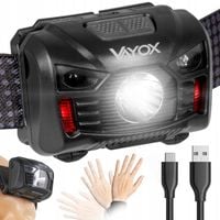 LATARKA CZOŁOWA CZOŁÓWKA LED MOCNA AKUMULATOROWA CZUJNIK RUCHU USB C VAYOX