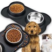 PODWÓJNA MISKA DLA PSA KOTA METALOWA ANTYPOŚLIZGOWA 2 Miski