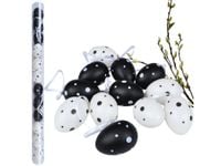 Jajka wielkanocne z zawieszką dekoracja wielkanoc  12szt biało-czarne