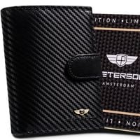 carbonowy, skórzany portfel męski na karty - peterson