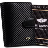 carbonowy, skórzany portfel męski na karty - peterson