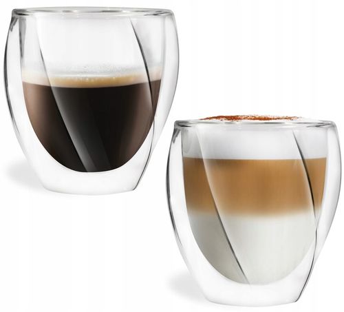 VIALLI CRISTALLO 2 SZKLANKI TERMICZNE KAWY LATTE SOKÓW HERBATY 250 ml na Arena.pl