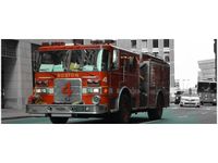 100X40CM BOSTOŃSKI WÓZ STRAŻACKI BRETT LEVIN OBRAZ DREWNO