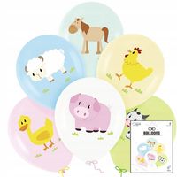 ZESTAW BALONÓW Z NADRUKIEM KOŃ FAMA KROWA KACZKA DEKORACJA URODZINOWA 6SZT