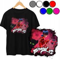 KOSZULKA DZIECIĘCA T-SHIRT Z NADRUKIEM - BIEDRONKA CZARNY KOT - M 134-140