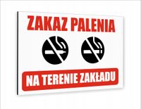 Tabliczka znak informacyjny 20x15 ZAKAZ PALENIA NA TERENIE ZAKŁADU