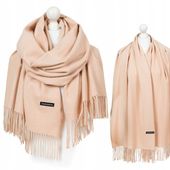 KLASYCZNY SZAL damski MODNY SZALIK Z FRĘDZLAMI CIEPŁY Z WEŁNĄ DUŻO