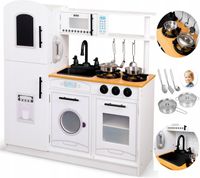 DUŻA KUCHNIA DREWNIANA XXL dla Dzieci EDUKACYJNA AKCESORIA+oświetlenie LED