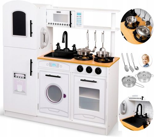 DUŻA KUCHNIA DREWNIANA XXL dla Dzieci EDUKACYJNA AKCESORIA+oświetlenie LED na Arena.pl