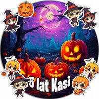 OPŁATEK NA TORT 20CM - HALLOWEEN DEKORACJA URODZINOWA + IMIĘ 15CM 18CM