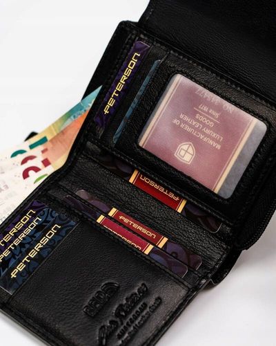 mały, skórzany portfel damski na zatrzask i suwak - peterson na Arena.pl