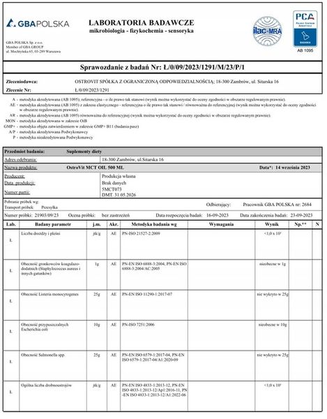 OstroVit MCT Oil 500 ml x2 DOBRE KWASY REDUKCJA Olej MCT C8 C10 Keto zdjęcie 8