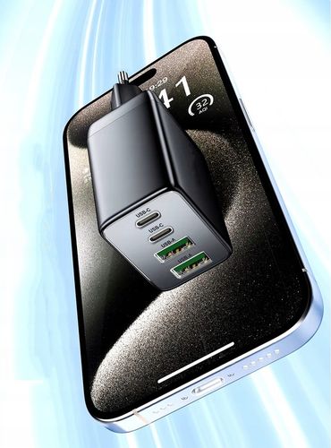 SZYBKA ŁADOWARKA SIECIOWA GNIAZDO 2x USB 2x USB-C QC 3.0 PD 65W UNIWERSALNA na Arena.pl