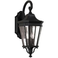 Zewnętrzna LAMPA elewacyjna Cotswold FE-COTSLN2-M-BK Elstead FEISS ogrodowa OPRAWA szklany kinkiet retro IP44 czarny przezroczysty