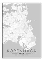 Kopenhaga mapa czarno biała - plakat 20x30 cm