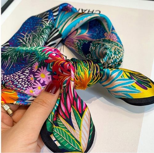 100% Czysty Jedwab Szalik Damski 53cm Kwadrat Wszechstronna Elegancja na Arena.pl