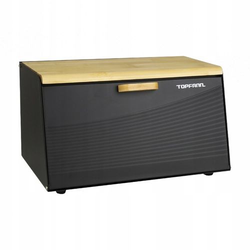 DUŻY CHLEBAK METALOWY Z DESKĄ POJEMNIK NA PIECZYWO CHLEB CZARNY BAMBUSOWY na Arena.pl