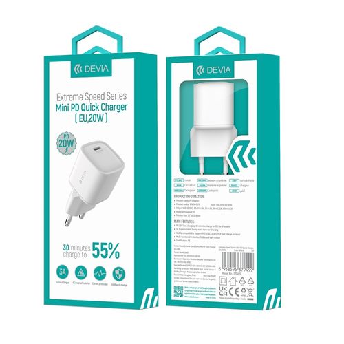 Devia ładowarka sieciowa Smart Mini PD 20W 1x USB-C biała na Arena.pl