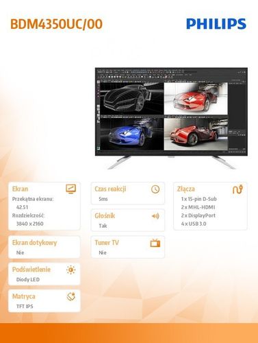 Philips 43'' BDM4350UC IPS 4K DPx2 HDMI-MHLx2 na Arena.pl